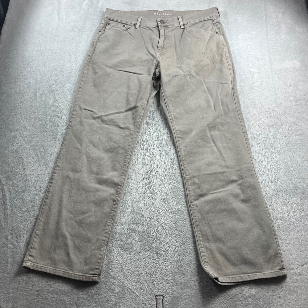 Mott & Bow Mens Straight Leg‎ Chino Pants Grey Brown W36 L30 Stretch Cotton